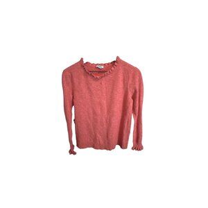 Sundance Womens Red Orange Cozy Wool Cashmere Blend Aileen Ruffle Sweater Medium